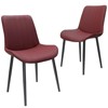 MAYEERTY Red PU Leather Dining Chair with Metal Legs, Wave Pattern Upholsteres Armless Chairs Set of 2 - 4 of 4