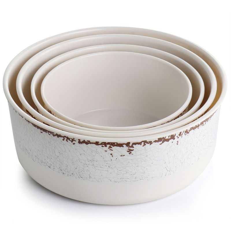Gibson Laurie Gates California Designs Mauna 8 Piece Melamine Nesting Storage Bowl Set in Cracked White, 3 of 7