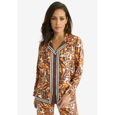 Jessica London Women's Plus Size Button Front Rayon Shirt