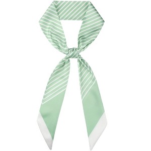 INSPIRE CHIC Women's Striped Print Skinny Long Satin Silky Ribbon Neck Scarves 1Pc - 1 of 4