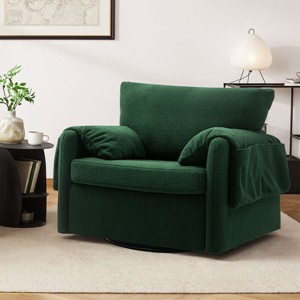 Comfortable Swivel Accent Armchair Oversized Upholstered Single Sofa With Side Pockets Teddy Swivel Arm Chair For Living Room,Bedroom-Cuddlewood - 1 of 4