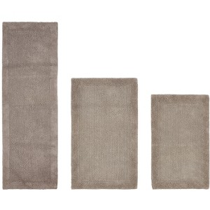 Edge Bath Rug 100% Premium Cotton Ultra-Soft Water Absorbent Tufted Solid Reversible 3 Piece Bathroom Rug Set for Machine Washable Bathmat - 1 of 4