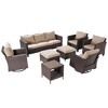 Sonkuki 8-Piece Patio Conversation Set with Swivel Rocking Chair and Side Table, Navy Blue Cushion - 2 of 4