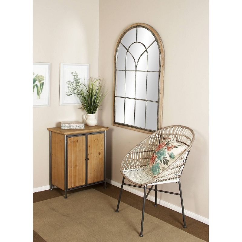 Glass Window Pane Inspired Wood Wall Mirror with Arched Top Brown - Olivia &#38; May, 3 of 19