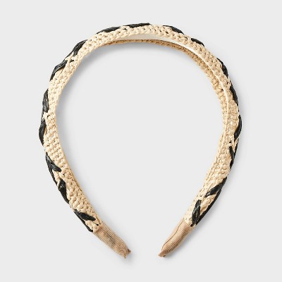 Raffia Floral Headband - A New Day™ Cream/Black