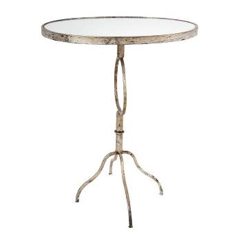 Classic Vintage Wood And Metal Round Side Table Natural/black - A&b ...