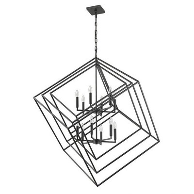 Euclid Matte Black Geometric 12-Light Steel Chandelier