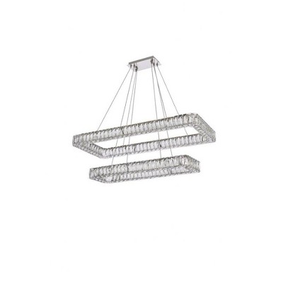 Monroe 42" Chrome LED Double Rectangle Crystal Pendant