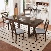60"-78" Brown Extendable Farmhouse Dining Table with Removable Leaf,Solid Wood Kitchen Table for 4-8 People–The Pop Home - 3 of 4