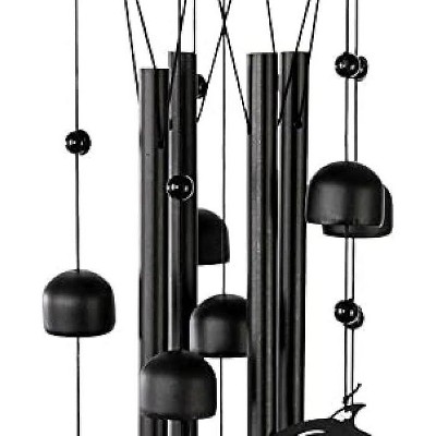 35" Black Metal Dolphin-Themed Weather Resistant Wind Chimes