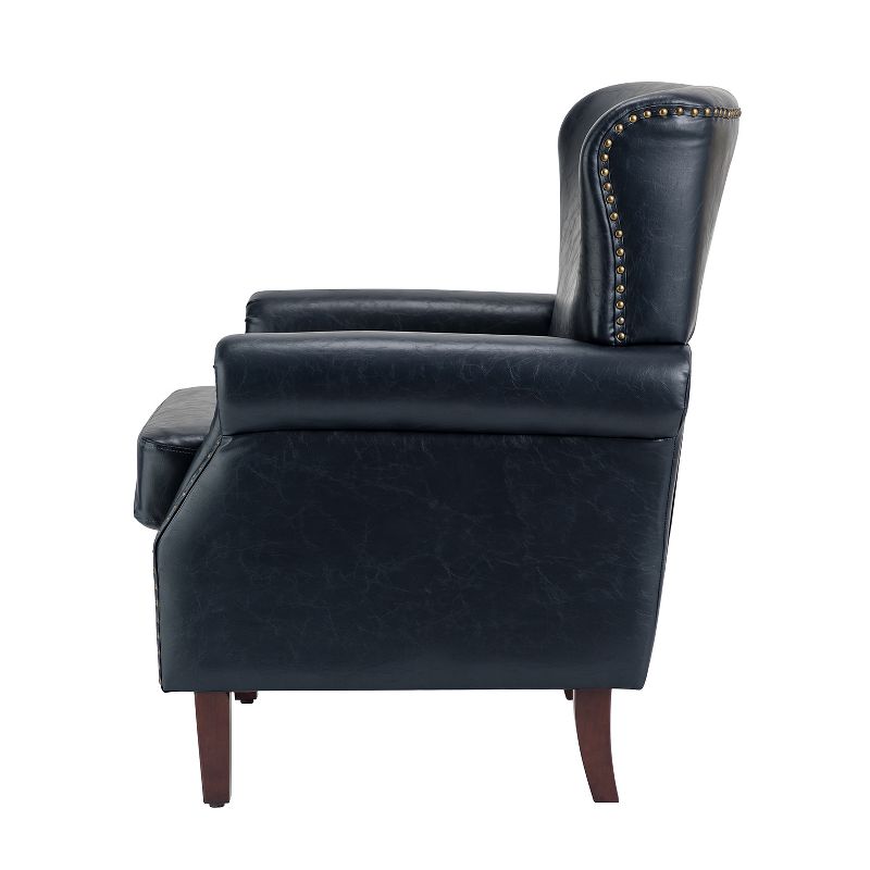 Enzo Comfy Traditional Vegan Leather Armchair with Rolled Arms | KARAT HOME, 3 of 11