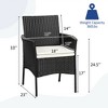 Costway Patio Rattan Arm Dining Chair Cushioned Sofa Furniture Black - image 3 of 4