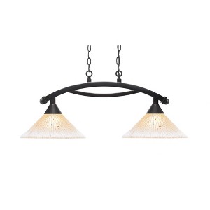 Toltec Lighting Bow 2 - Light Island Pendant Light in  Black Copper with 12" Amber Crystal Shade - 1 of 1