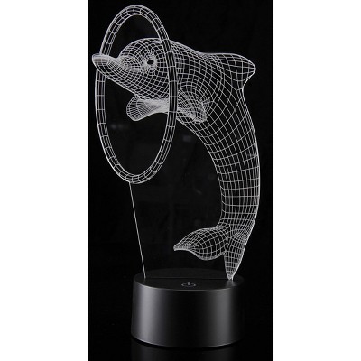 Link 3D Dolphin Lighting Laser Cut Precision Multi Colored LED Night Light Lamp - Great For Bedrooms, Dorms, Dens, Offices and More!