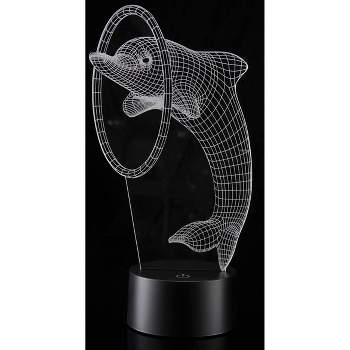 Link 3D Dolphin Lighting Laser Cut Precision Multi Colored LED Night Light Lamp - Great For Bedrooms, Dorms, Dens, Offices and More!
