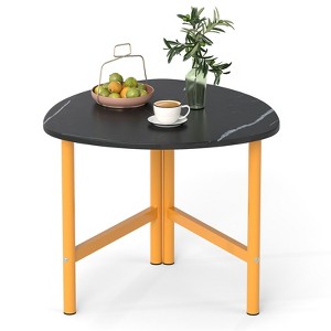 Tangkula Triangle Coffee Table w/Metal Legs Industrial Center Table for Living Room - 1 of 4