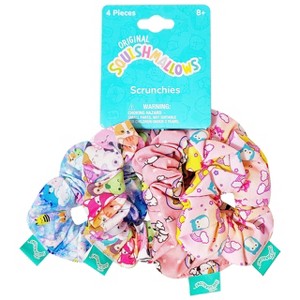 Squishmallows Printed Scrunchies 4pcs Set for Girls, Squishmallows Hair Accessories Ages 3+ - 1 of 4