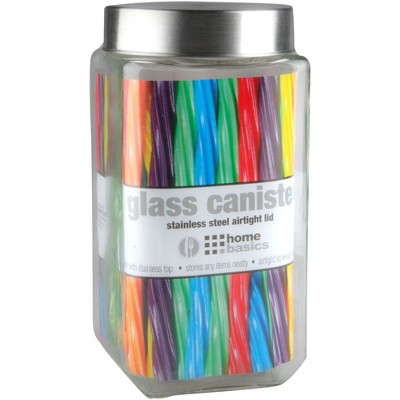 Home Basics 67 oz. Square Glass Canister with Brushed Stainless Steel Screw-on Lid Clear