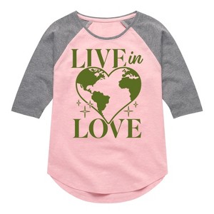 Girls' - Instant Message - Live In Love Shirt Tail Raglan Graphic T-shirt - 1 of 4