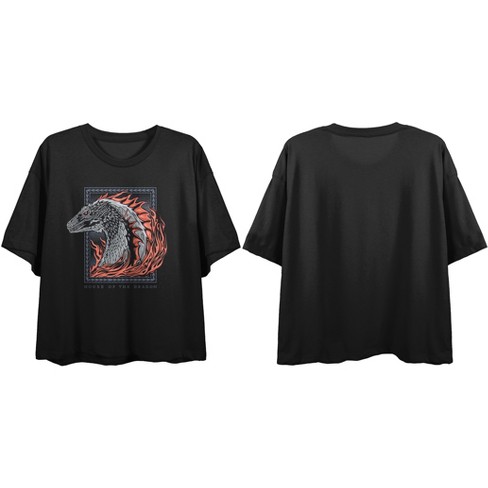 House Of The Dragon Dragon Portrait Art Junior's Black Boyfriend Crop T-shirt - image 1 of 2