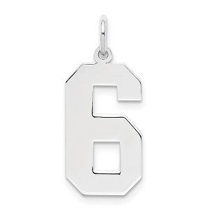 Black Bow Jewelry Sterling Silver, Athletic Collection, Large Polished Number 6 Pendant - 1 of 4