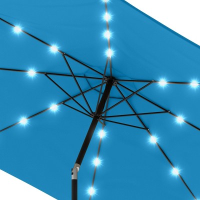 Bright Blue 10-Foot Solar LED Patio Umbrella with Steel Frame