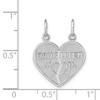 Black Bow Jewelry 14k White Gold Daughter, Mom Heart Set of 2 Charm or Pendants, 18mm - 4 of 4