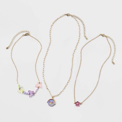 Girls&#39; 3pk Butterfly Spinner Necklace Set - Cat &#38; Jack&#8482;