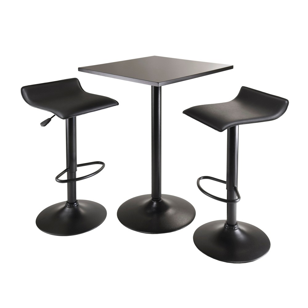 Photos - Dining Table 3pc Obsidian Counter Height Dining Set with Air Lift Adjustable Stools Woo