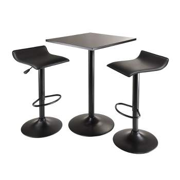 3pc Obsidian Counter Height Dining Set with Air Lift Adjustable Stools Wood/Black - Winsome
