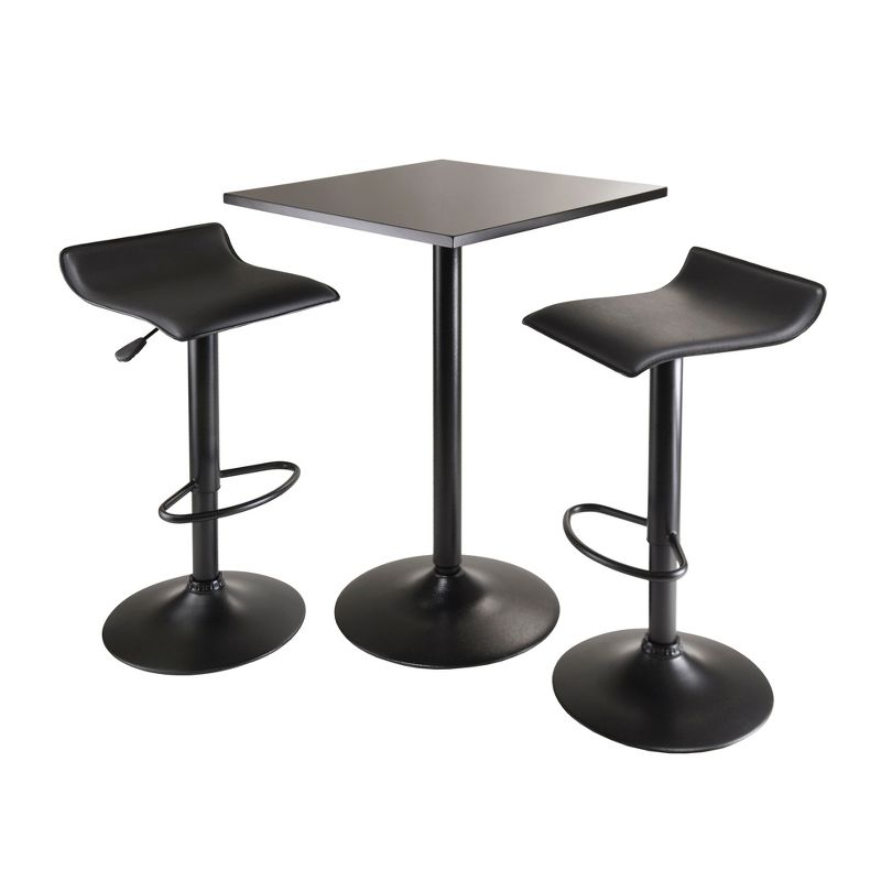 3pc Obsidian Counter Height Dining Set with Air Lift Adjustable Stools Wood/Black - Winsome, 1 of 5