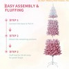 6ft/7.5ft/9ft Snow Flocked Pencil Christmas Tree with Pink Gradient, Slim Artificial Xmas Tree on Sturdy Metal Stand, Skinny Holiday Decor - 3 of 4