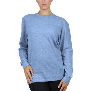 Galaxy By Harvic Women's Loose Fit Waffle Knit Thermal Shirt - 1 of 2