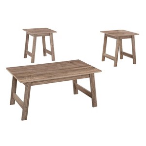 Monarch Specialties Table Set 3Pcs Set Coffee End Side Accent Living Room Laminate Brown Transitional - 1 of 4