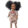 Doll Clothes Superstore Handmade 18-Inch Doll Pajama Set – Kitten Print with Floral Design, Puff Sleeves & Maroon Bows - 2 of 4