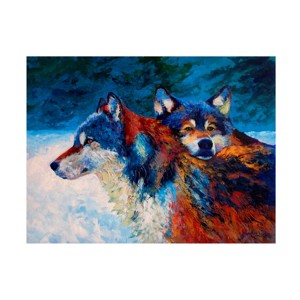 Trademark Fine Art - Marion Rose 'Wolves' Wood Slat Art - 1 of 4