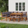 vidaXL Rustic Patio Dining Set with Cushions - 11-Piece Outdoor Furniture, Acacia Wood Construction, Modular Design, Comfortable Seating - 2 of 4