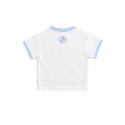 Bits & Bows Kids Boys' Blue Seersucker Pocket Crewneck T-Shirt, White 5/6 — фото 3