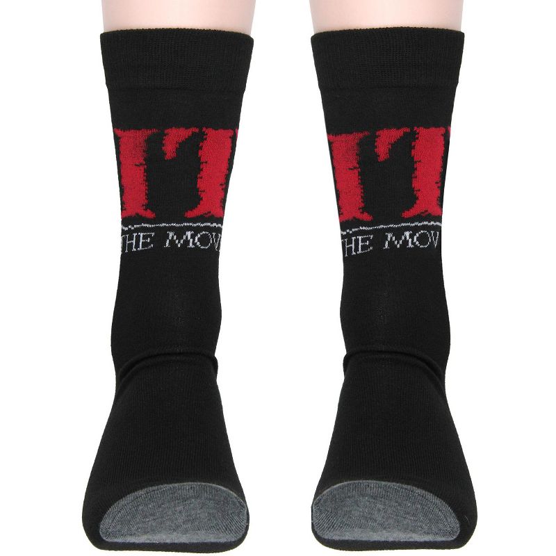 Stephen King's IT The Movie Pennywise The Clown 2 Pack Men's Athletic Crew Socks Black, 3 of 7