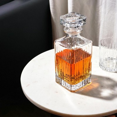 Elegant European Crystal Glass Liquor Decanter with Stopper