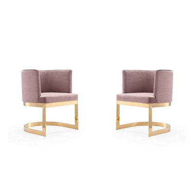 Set of 2 Aura Velvet Dining Chairs Blush - Manhattan Comfort