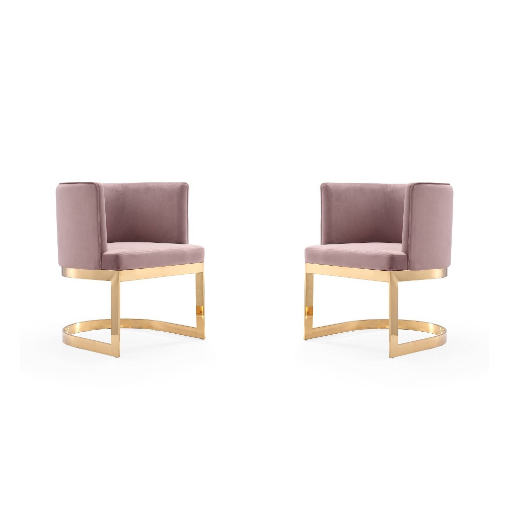 Photos - Chair Set of 2 Aura Velvet Dining  Blush - Manhattan Comfort