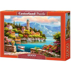 2000 Piece Jigsaw Puzzle, Village Clock Tower, Dolomites, Italy, Idyllic Landscape, Mountains and lake, Adult Puzzles, Castorland C-200696-2 - 1 of 4