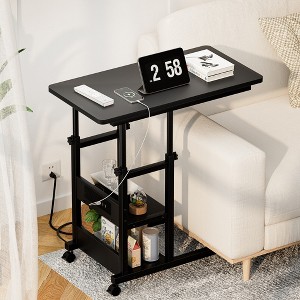 Besiost Height Adjustable C Table with USB Port and Wheels - 1 of 4