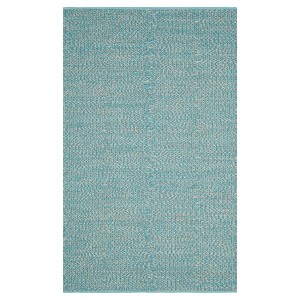 Turquoise Abstract Woven Area Rug - (5