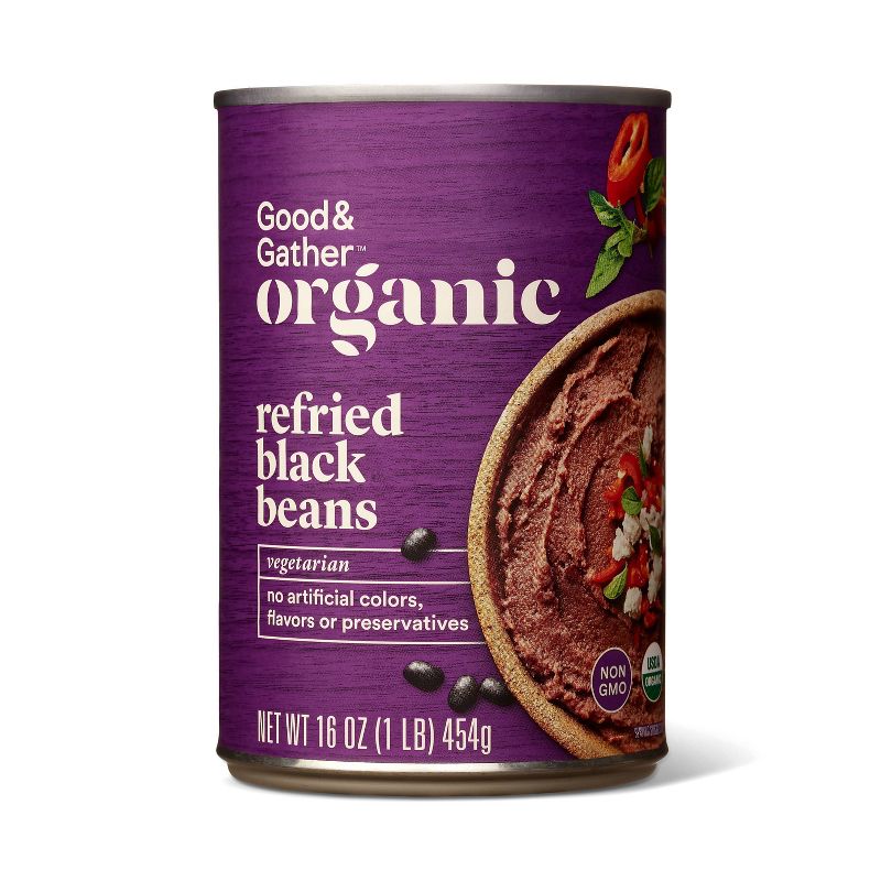 Organic Refried Black Beans 16oz - Good &#38; Gather&#8482;, 1 of 4