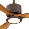 56" Casa Vieja Rally Industrial Rustic 3 Blade Indoor Outdoor Ceiling Fan with LED Light Remote Control Oil Rubbed Bronze Koa Damp Rated for Patio - 3 of 4