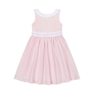 Hope & Henry Heirloom Girls'  Round Collar Sateen Party Dress with Embroidered Sash, Toddler - 1 of 4
