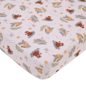 NoJo Disney Lion King Ivory, Sage, Gold, and Brown, Simba, Timon, and Pumba Super Soft Nursery Fitted Crib Sheet - 1 of 4