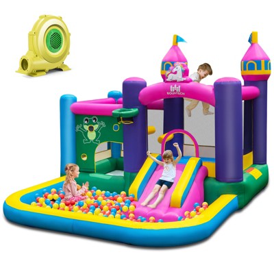 Infans Inflatable Unicorn-themed Bounce House 6-in-1 Kids Bounce Castle W/ 735W Blower